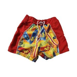 FlapDoodle Kids Red Surfboard Print Swim Trunks Board Shorts Size 2T